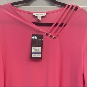 NWT Nine West Pink Blouse with Strap Detail